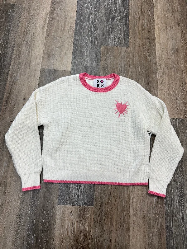 Sweater By Kerri Rosenthal In Pink & White, Size: M