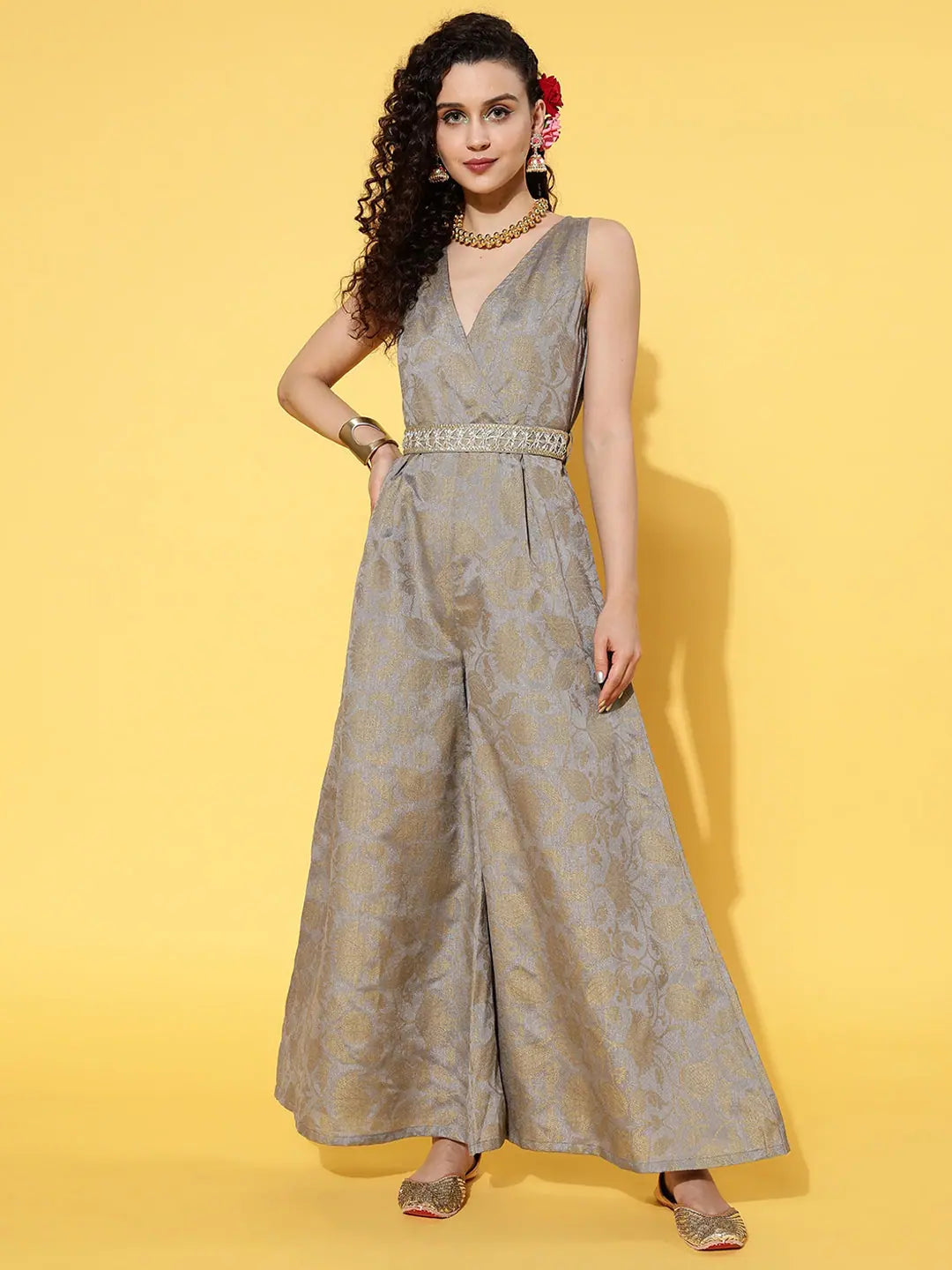 Women Solid Grey Jumpsuits & Sets