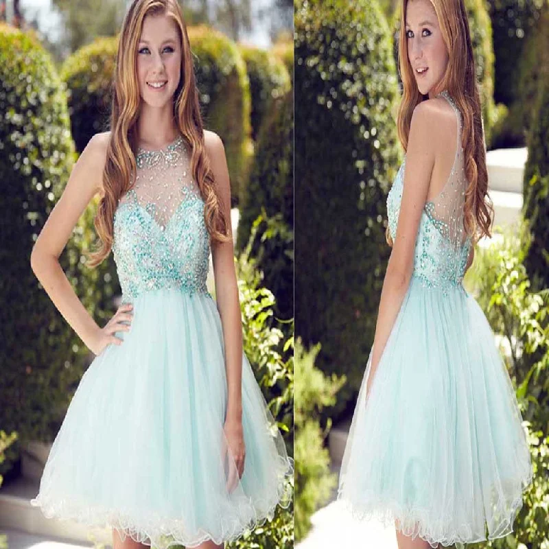 Sparkly see through tulle cute Bohemian cute freshman graduation homecoming prom dress,BD0022