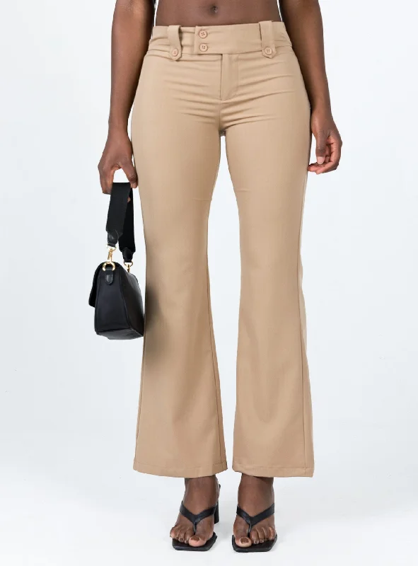 Yianna Low Waist Flare Pant Beige