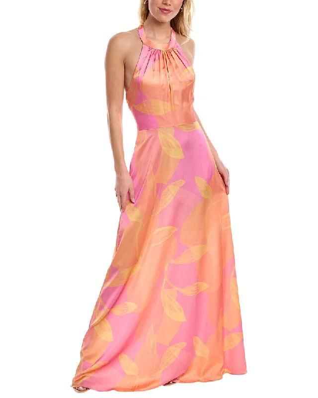 Aidan Mattox Halter Printed Maxi Dress