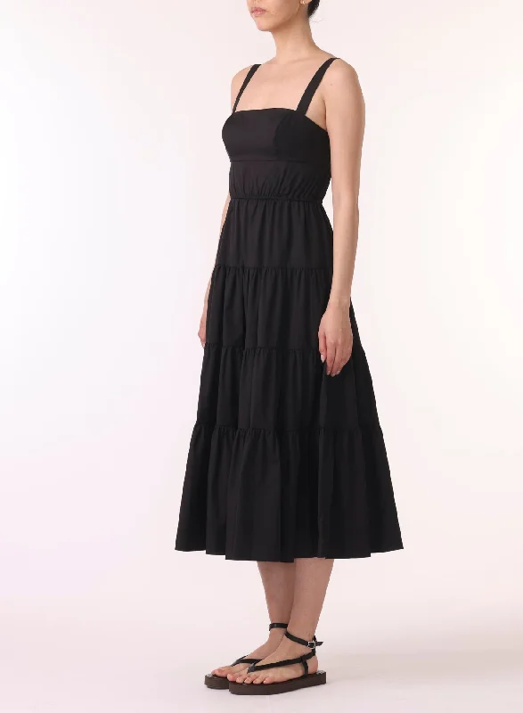 S/l Long Tiered Dress W Ruffle Detail