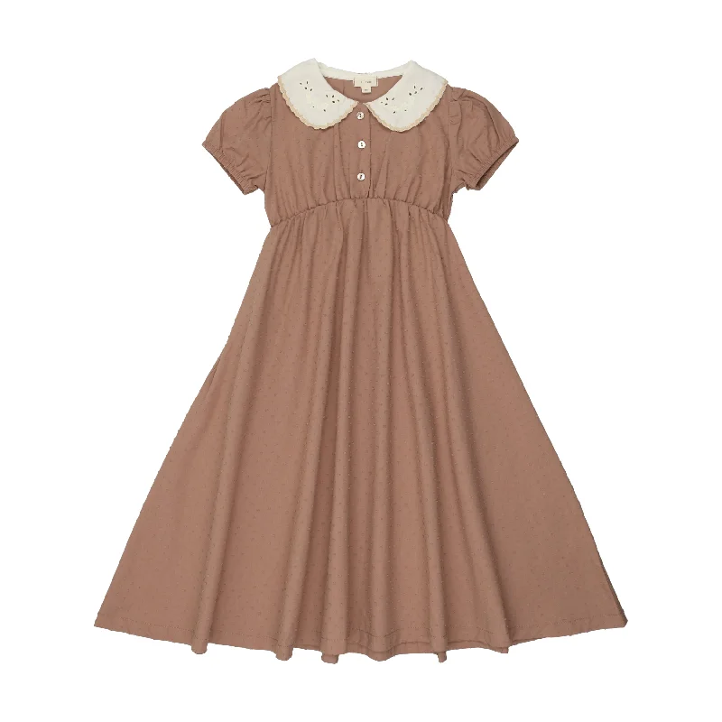 Lil Legs Swiss Dot Maxi Dress Short Sleeve - Taupe