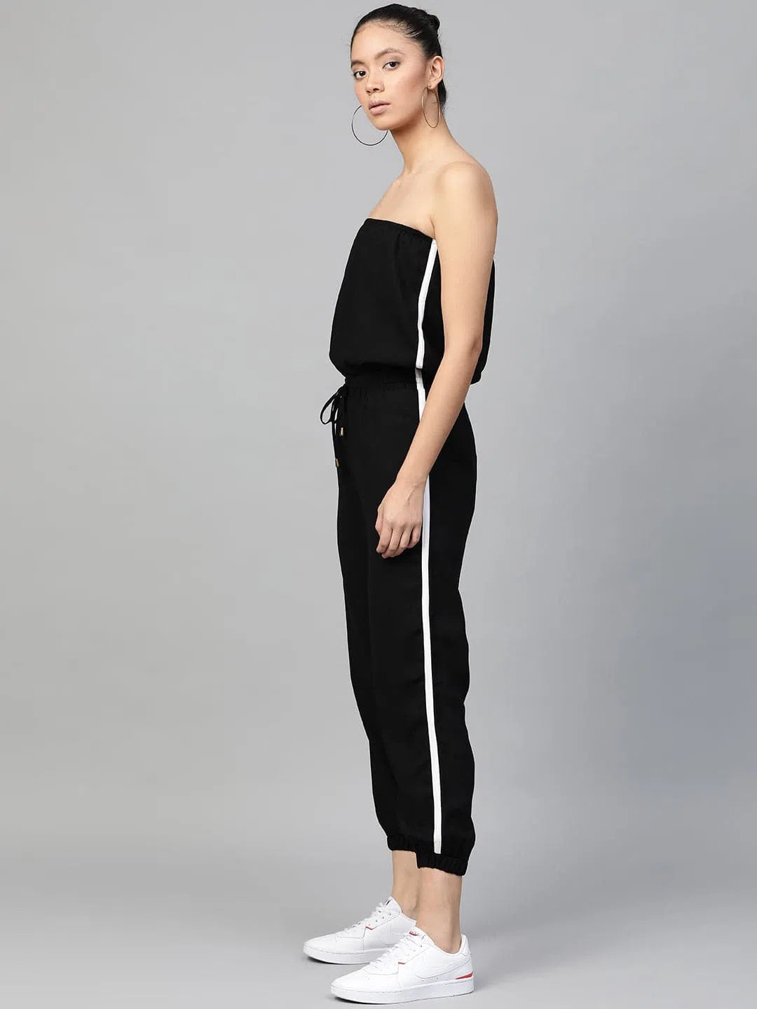 Women Solid Standard Black Jumpsuits & Sets