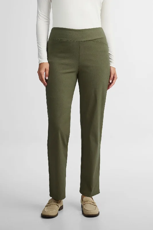 Pantalon taille élastique jambe droite - Femme