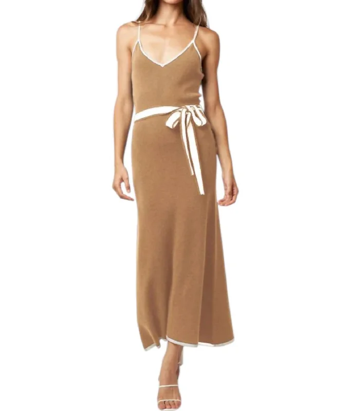 Clara Knit Midi Dress In Brown