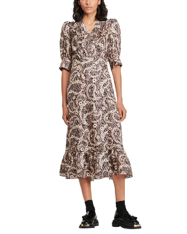 Sandro Woven Silk Maxi Dress