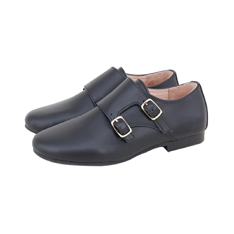 Perroquet Leather Monk Strap Shoes * Black