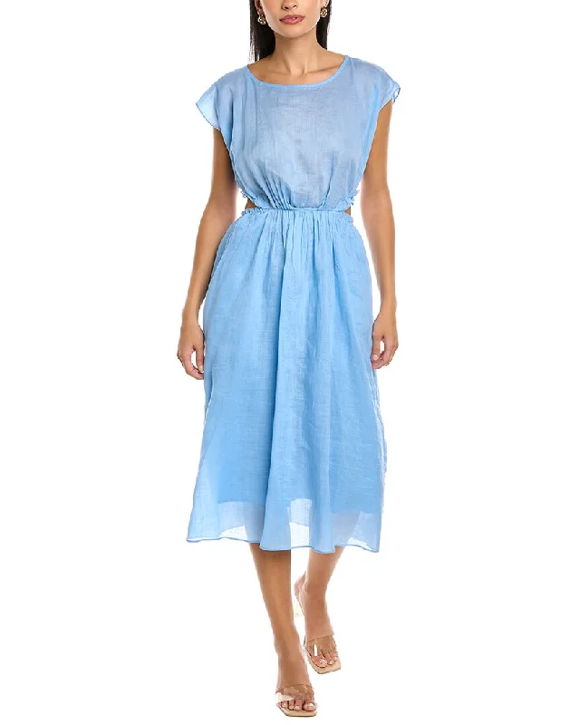 Rebecca Taylor Cap Sleeve Linen Midi Dress