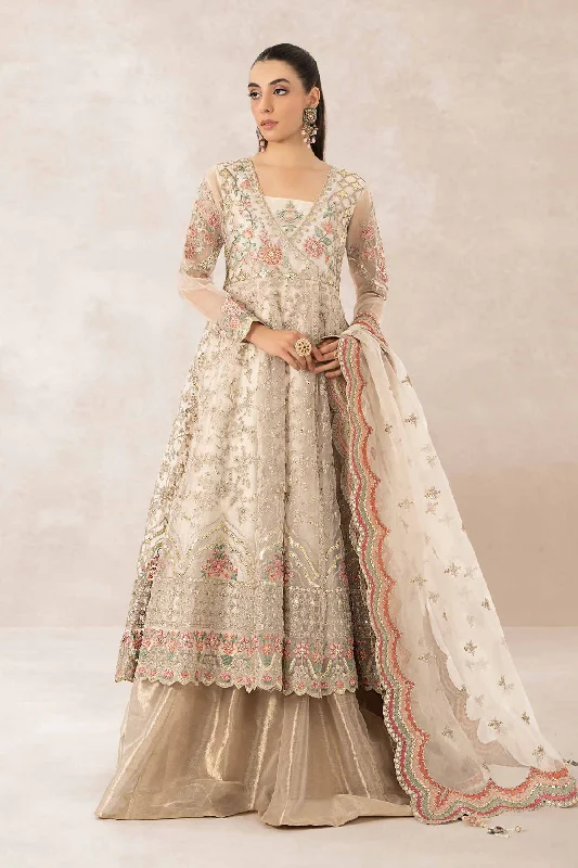 Royal Heavily Embellished Pakistani Party Wear in Ivory Frock Style