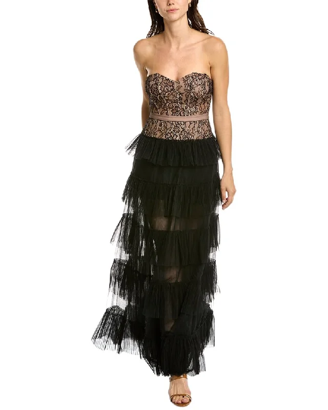 BCBGMAXAZRIA Lace Evening Maxi Dress