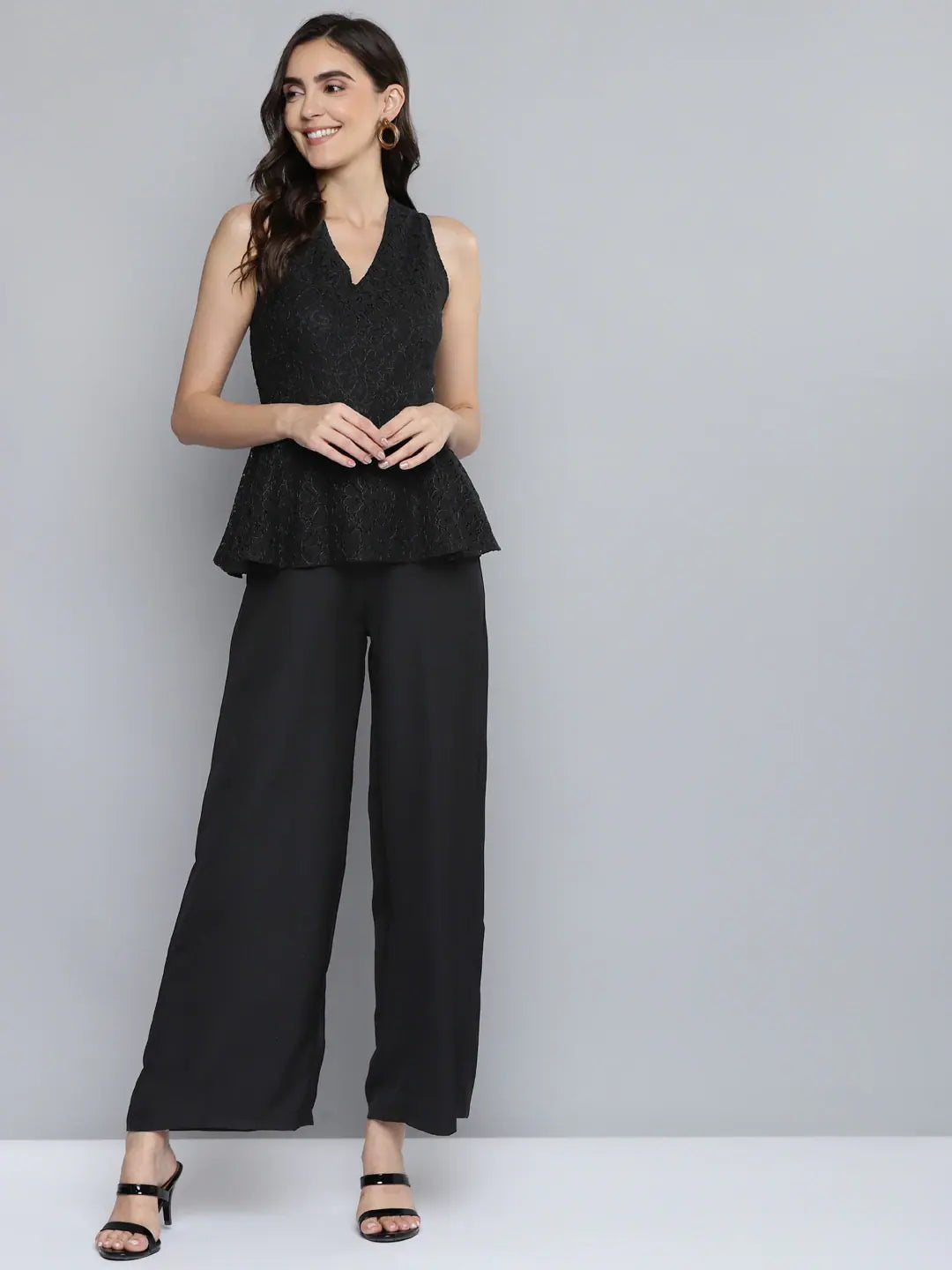 Women Solid Black Jumpsuits & Sets