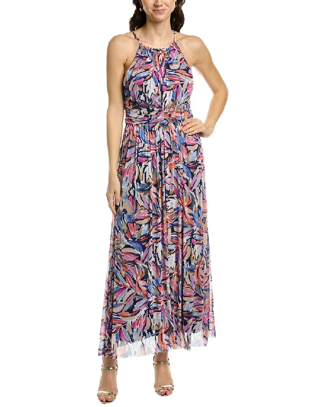 London Times Mesh Maxi Dress