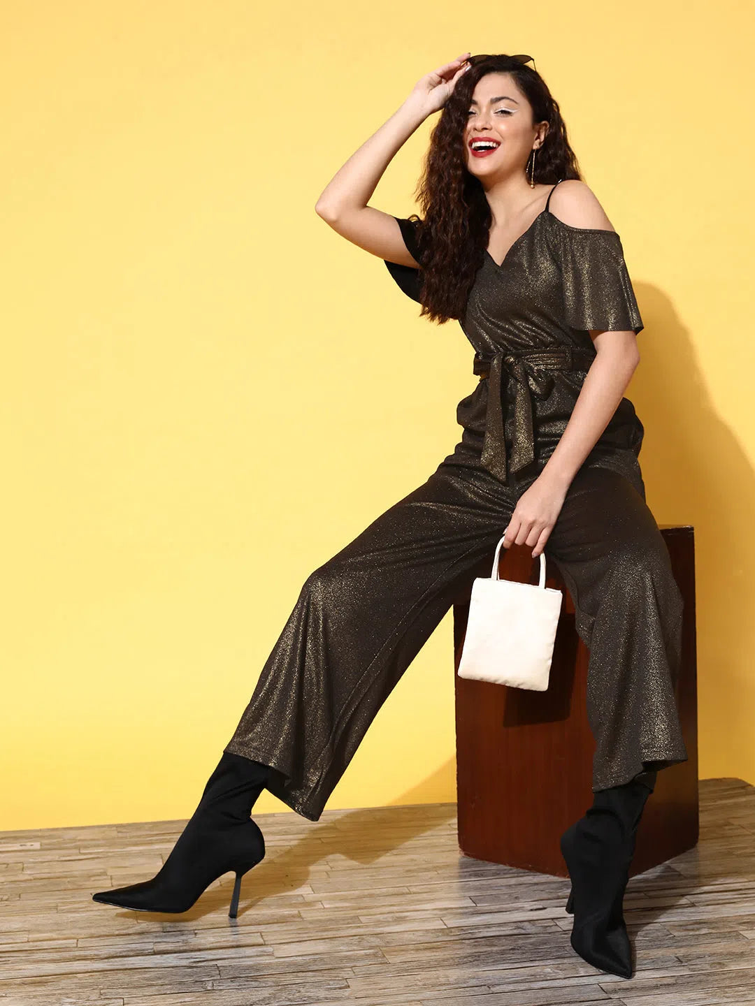 Women Solid Standard Black Jumpsuits & Sets