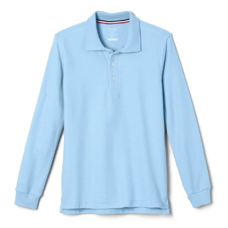 French Toast Unisex Youth Long Sleeve Pique Polo - Light Blue