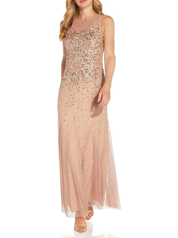 Womens Embellished Maxi Evening Dress