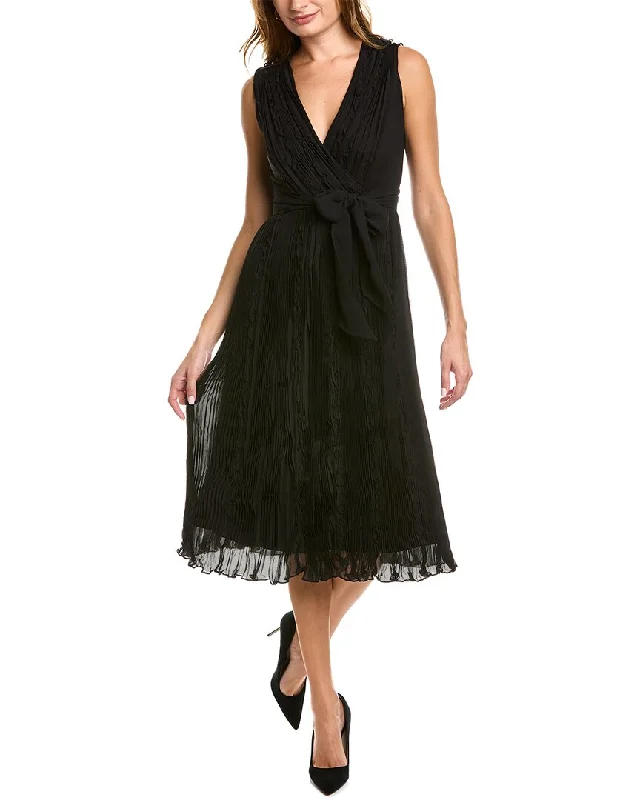 Elie Tahari Ruffle Silk Midi Dress