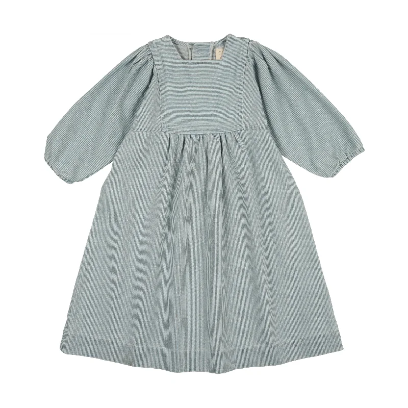 Analogie Denim Stripe Dress Three Quarter Sleeve (Printed Denim Collection) - Light Denim