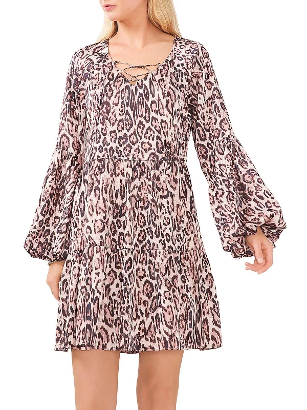 Womens Animal Print Short Mini Dress