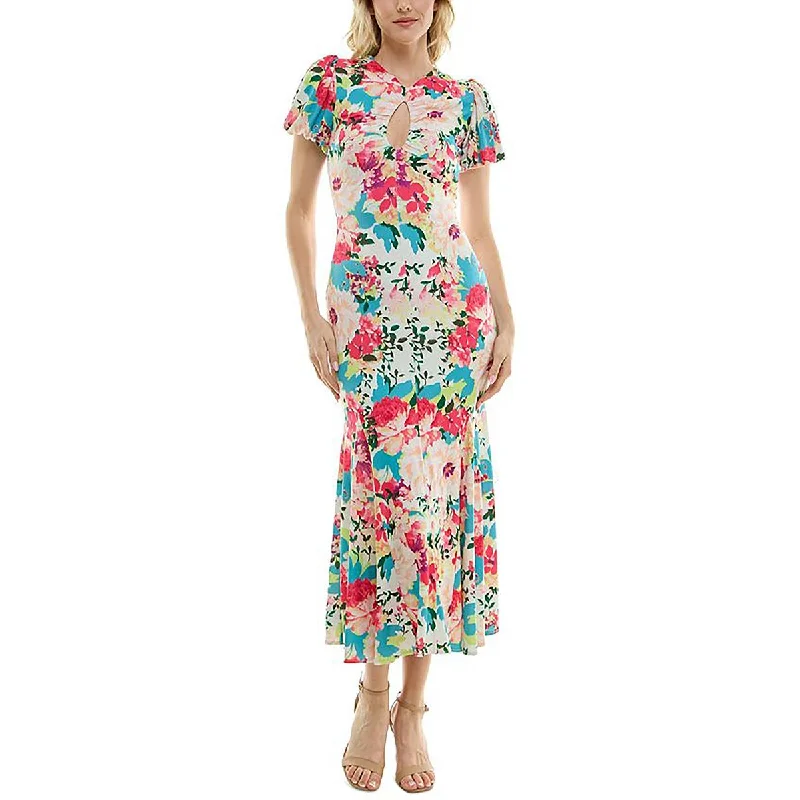 Womens Keyhole Casual Midi Dress