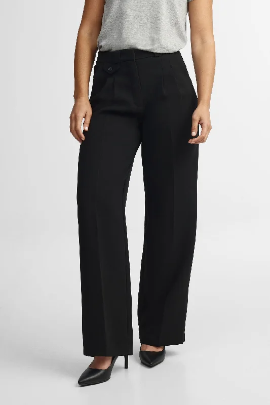 Pantalon taille haute jambe plissée - Femme