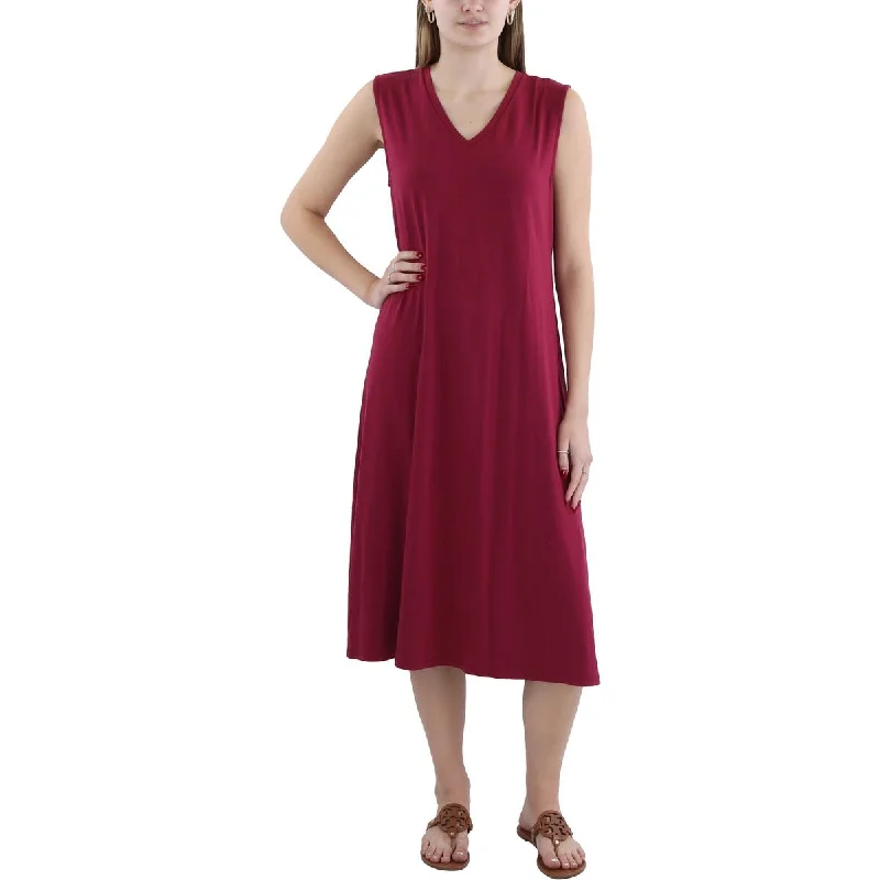 Plus Womens Jersey Sleeveless Midi Dress