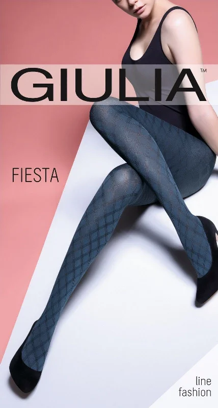 Giulia Fiesta 100 Denier Diamond Patterned Opaque Tights Winter Green & Wine