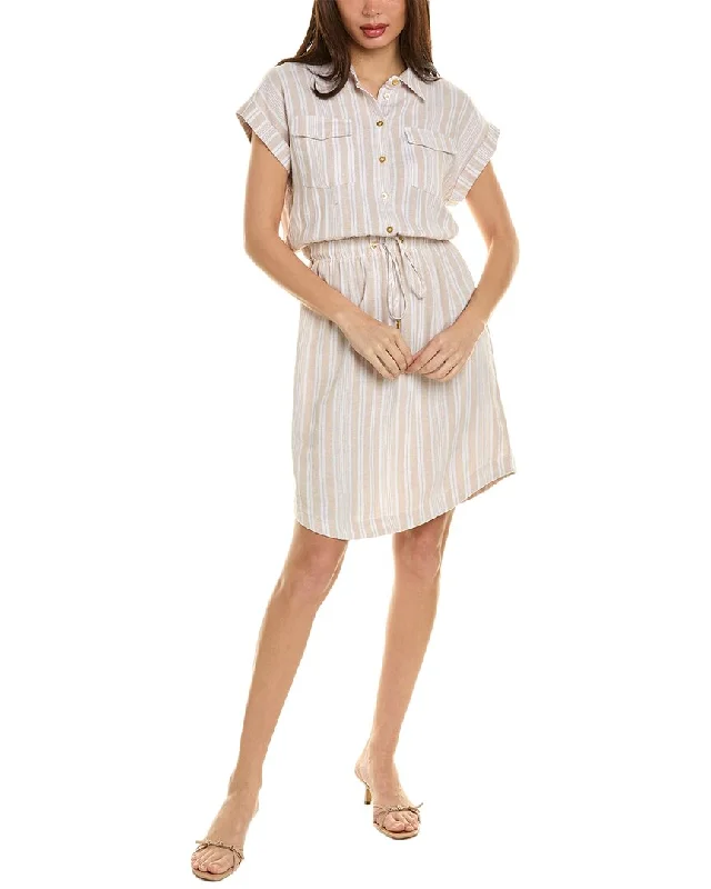 Ellen Tracy Linen-Blend Drawstring Mini Dress