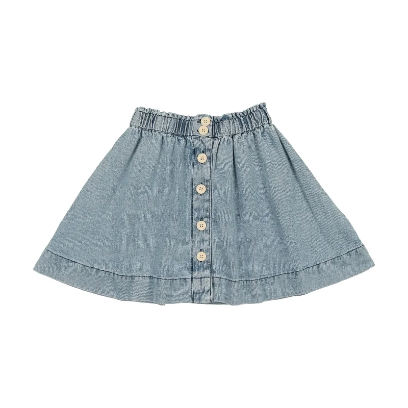 Analogie Stonewash Short Button Down Skirt  - Stonewash