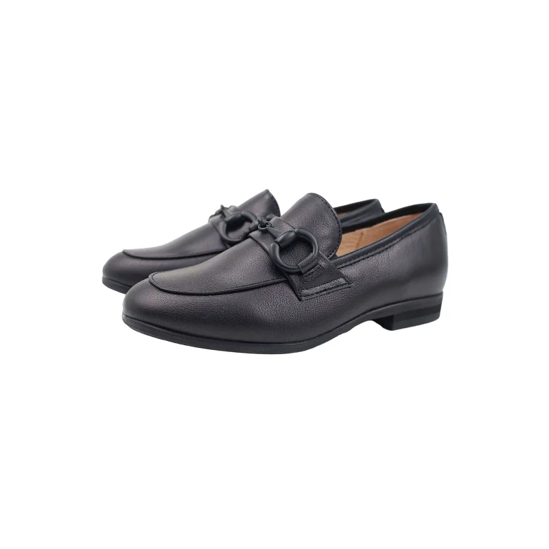 Perroquet Leather Hard Loafers with Chain * Black