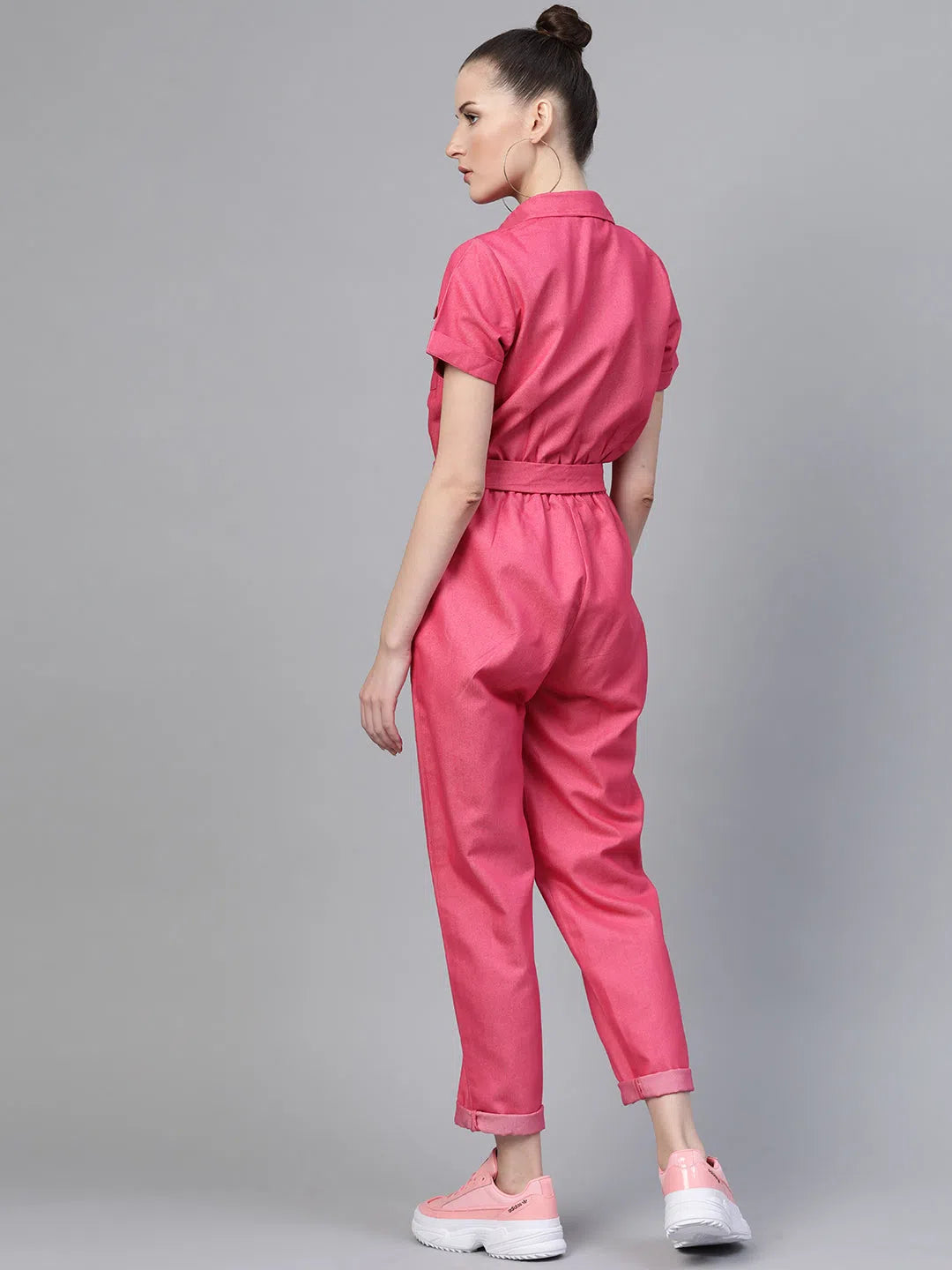 Women Solid Standard Fuschia Jumpsuits & Sets