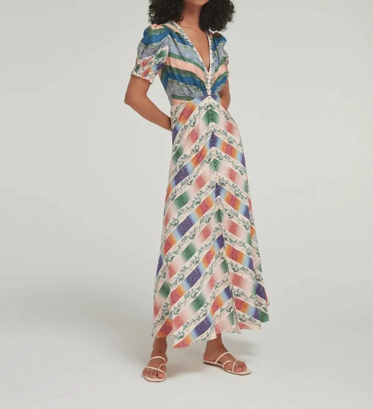 Lea Long Dress In Chevron