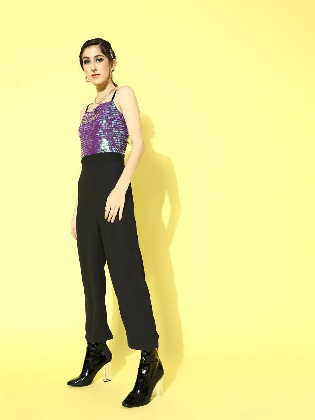 Women Solid Purple Jumpsuits & Sets