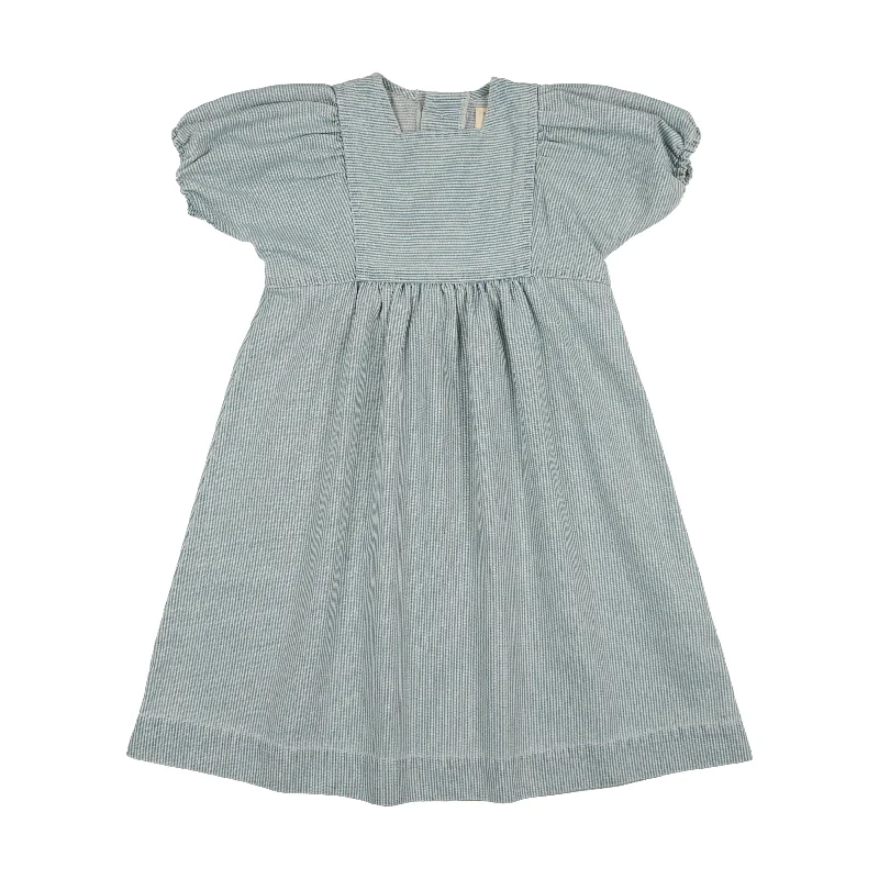 Analogie Denim Stripe Dress Short Sleeve (Printed Denim Collection) - Light Denim