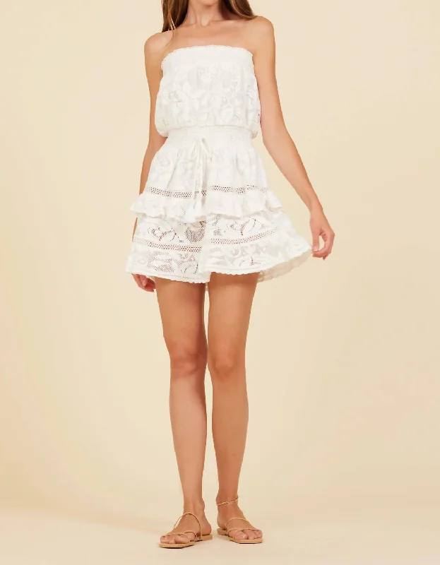 Charleston Crochet Mini Dress In White