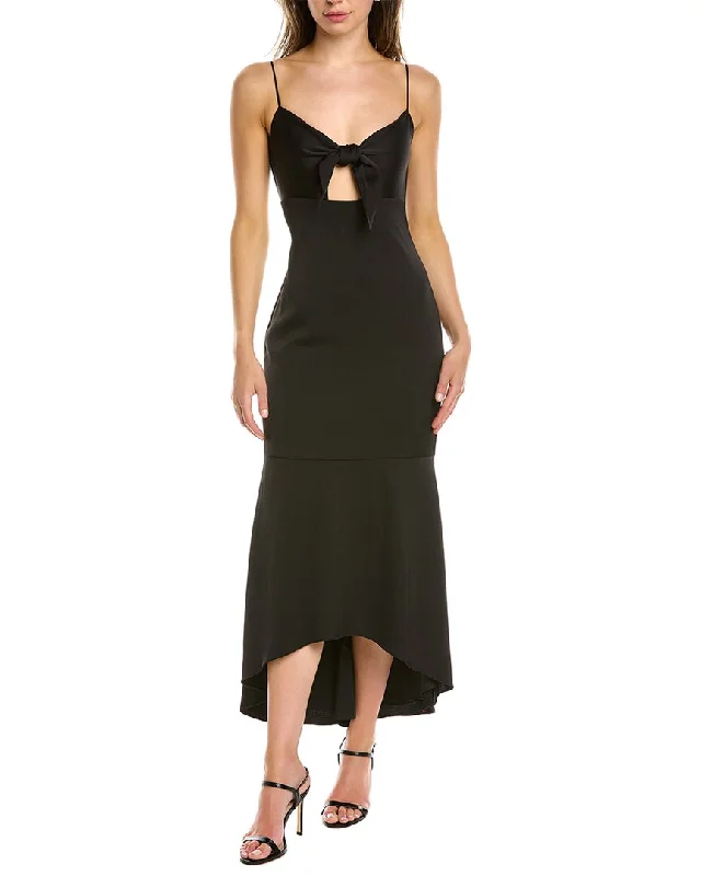 Aidan Mattox Hammered Satin Midi Dress