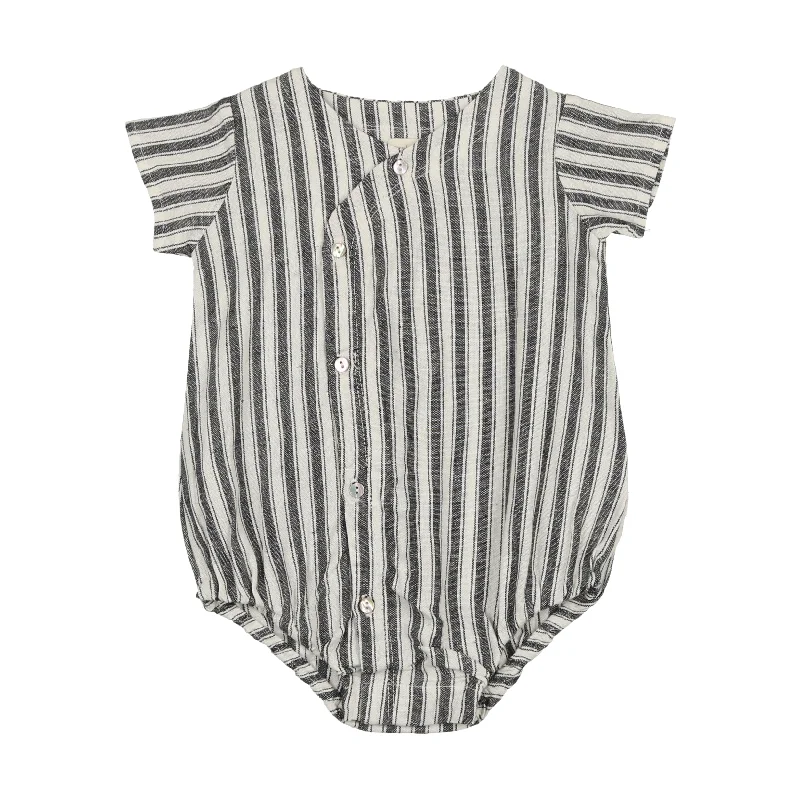 Analogie Side Button Romper - Navy Stripe