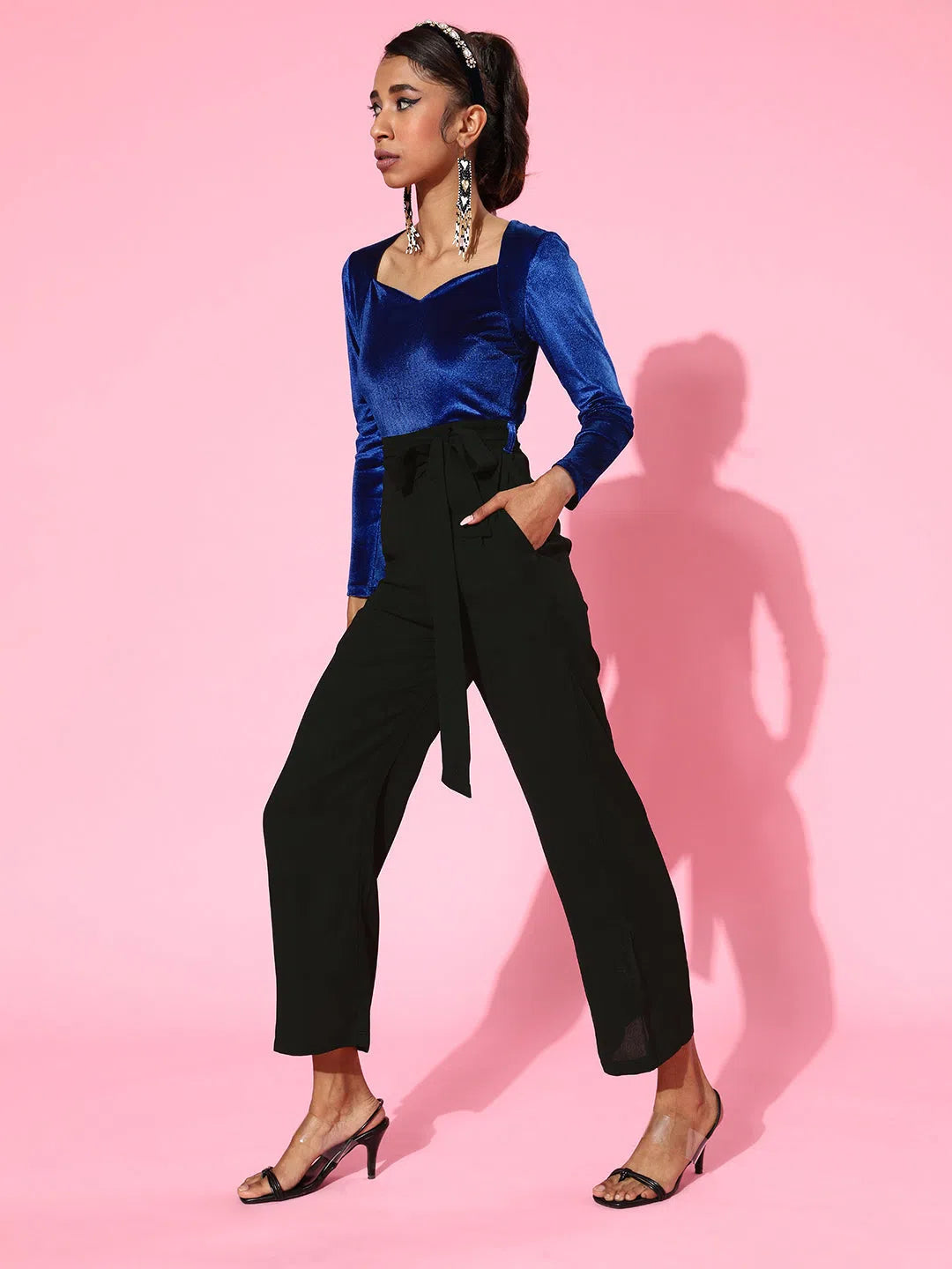 Women Solid Blue Jumpsuits & Sets