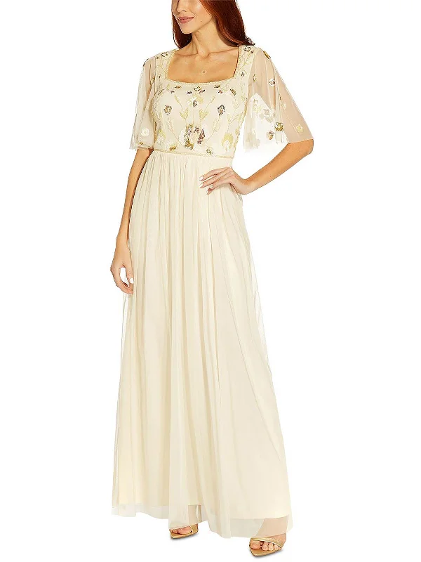 Womens Embellished Maxi Evening Dress