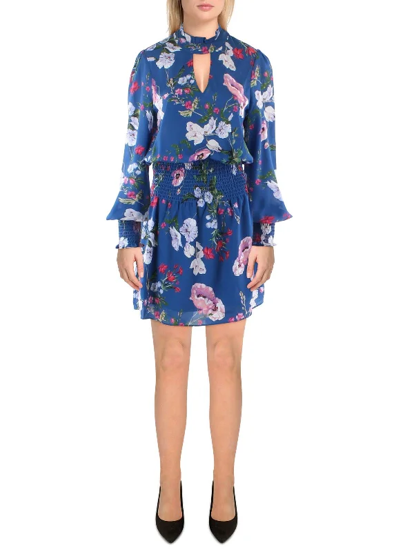 Womens Floral Print Short Fit & Flare Dress