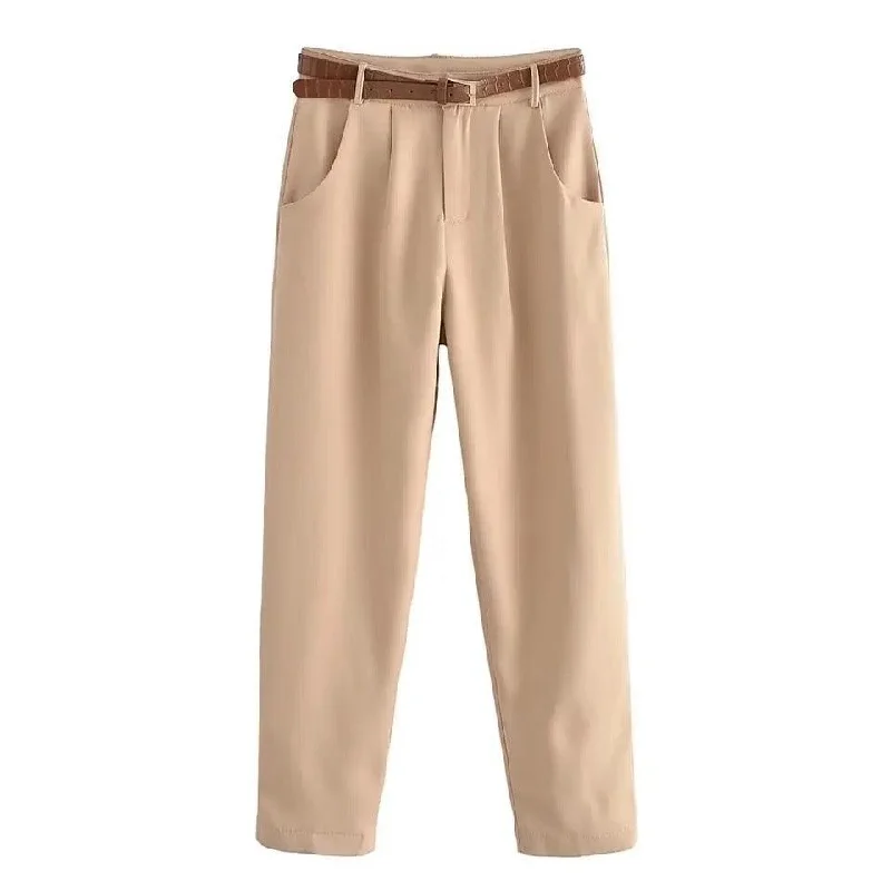 Yale High Waist Pants with Belt