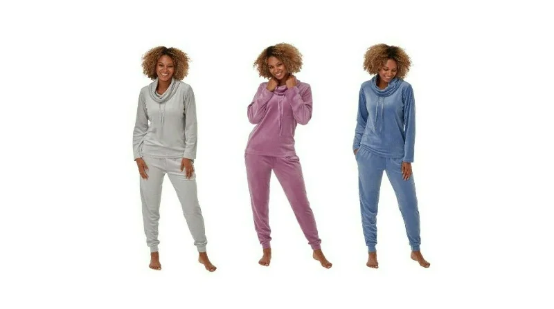 Indigo Sky Velour Pyjamas Set Lounge Set 2 Piece Track Suit Set with Pockets