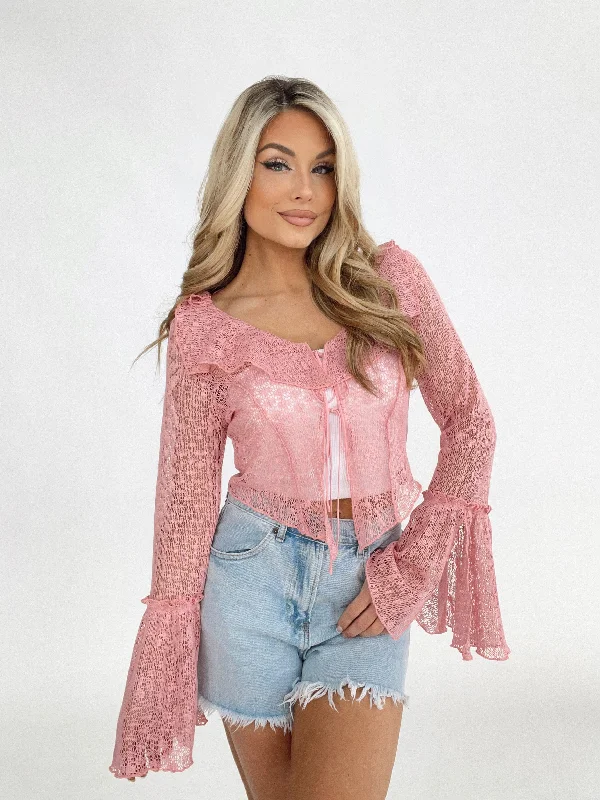 Pink Crochet Tie Top