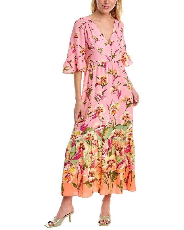 London Times Flounce Maxi Dress