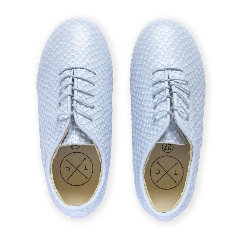 Tannery + Co Snakeskin Oxfords - Light Blue