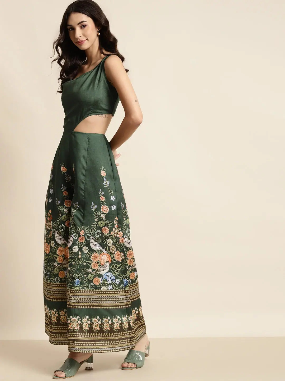 Women Printed Green Jumpsuits & Sets