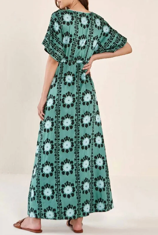 Corinna Midi Dress in Lisha Emerald