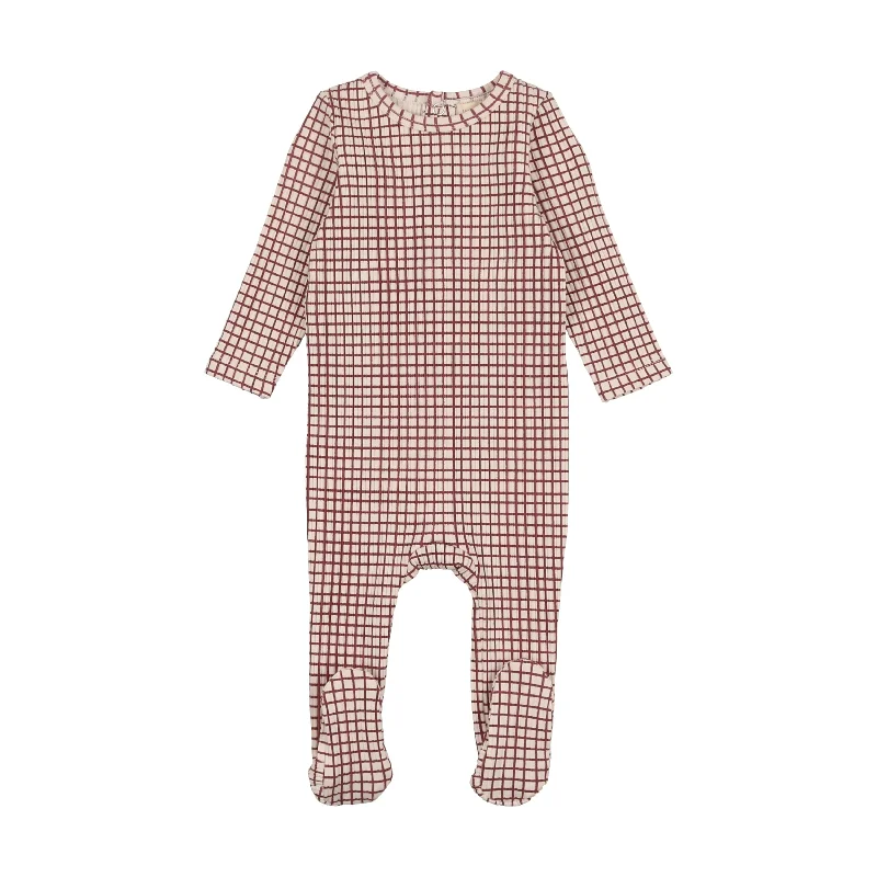 Lil Legs Printed Footie - Red Windowpane