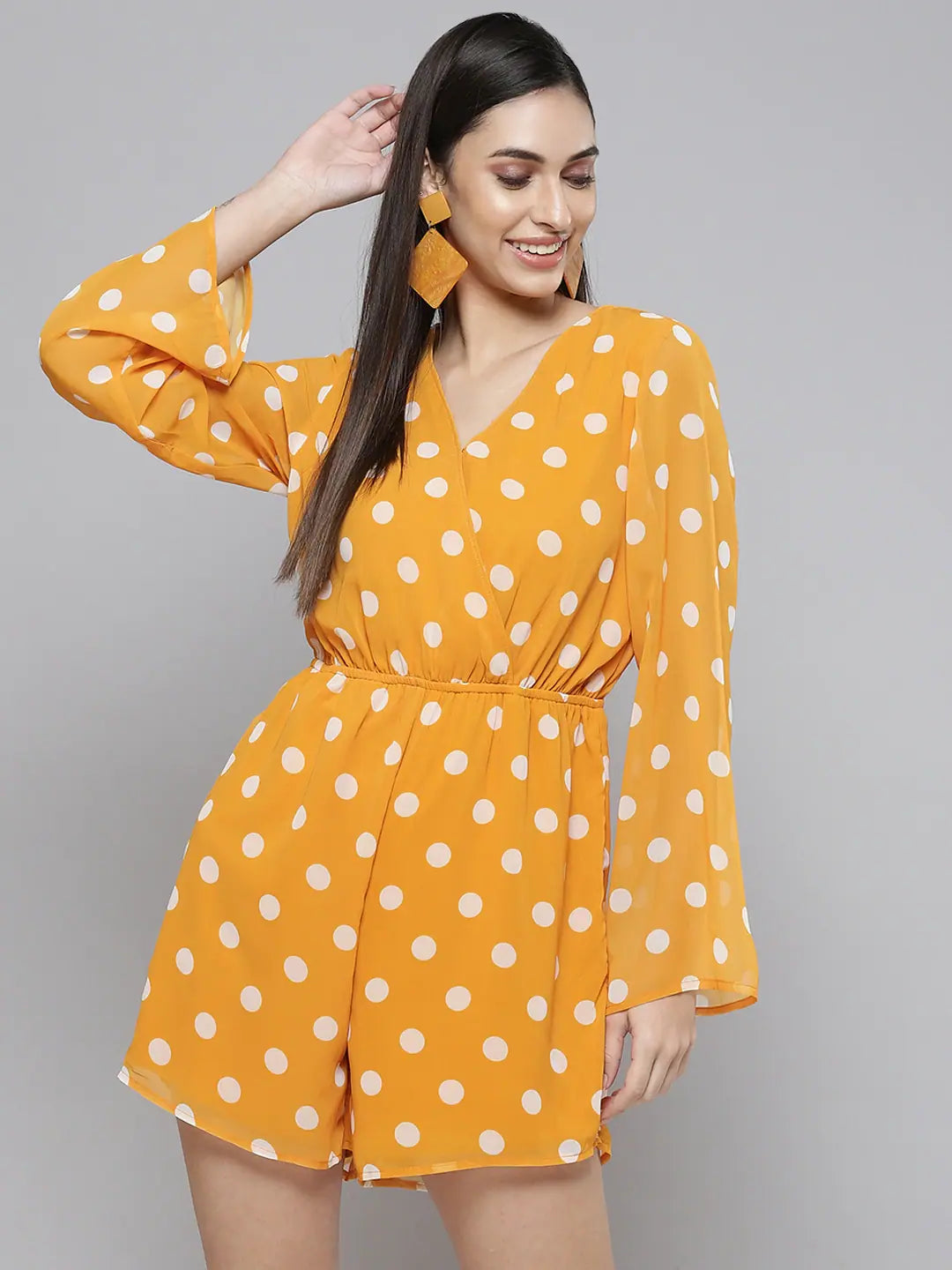 Women Printed Mustard Jumpsuits & Sets