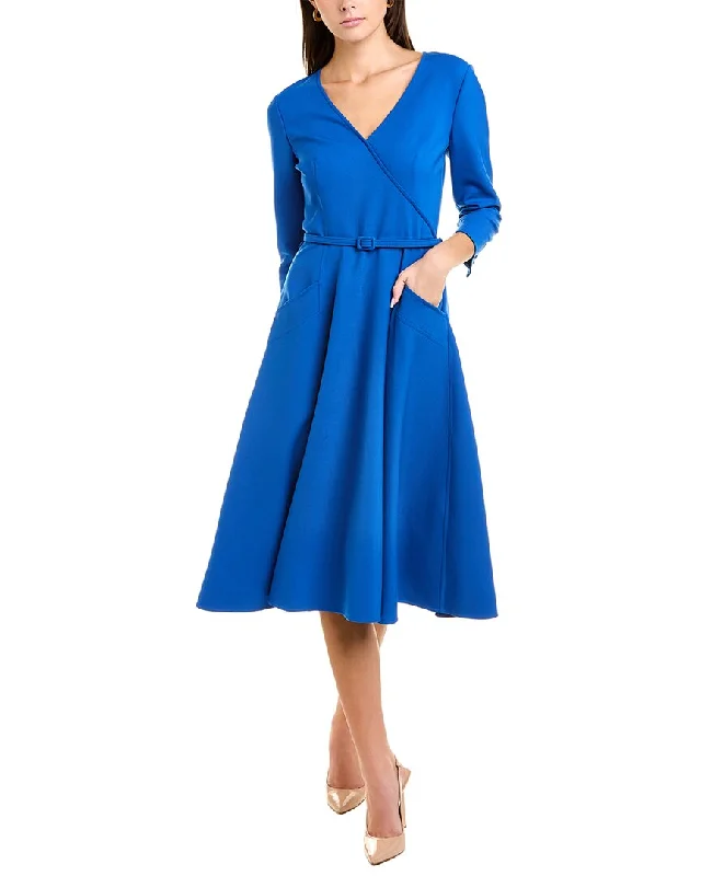 Oscar de la Renta Surplice Wool-Blend Midi Dress